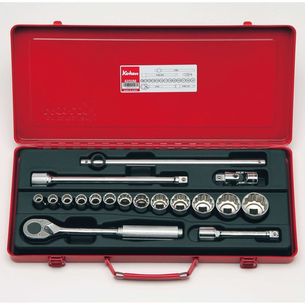 Ko-Ken Socket set 12 Point 18 pieces 1/2 Sq. Drive 4250M